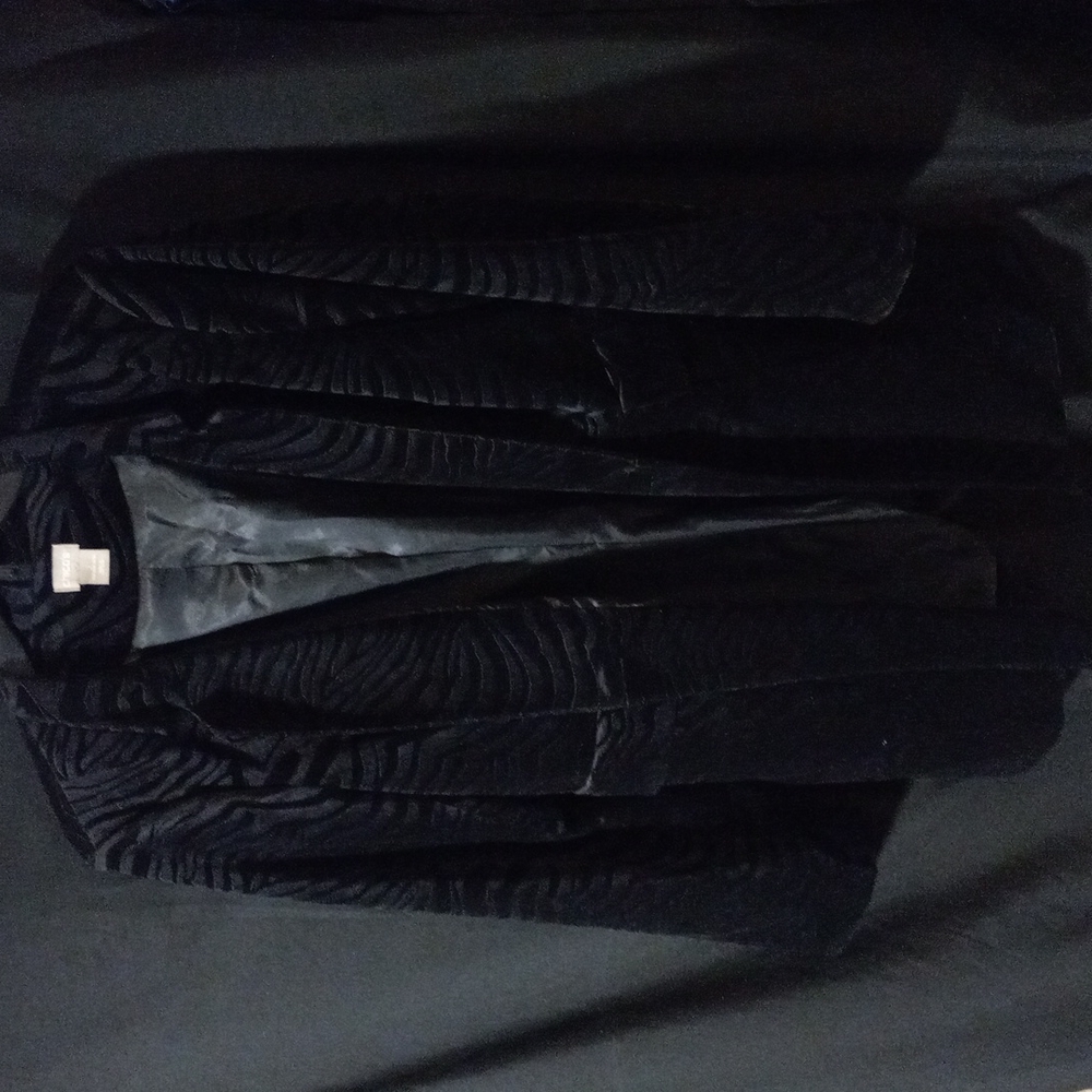 Chico’s EMBOSSED ZEBRA BLACK VELVET JACKET